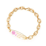 MD1456-NOBP Lymphedema Alert NO BP/IV Needles Oval Link Bracelet ~ Custom Engrave