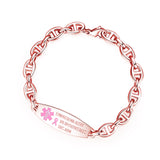 MD1456-NOBP Lymphedema Alert NO BP/IV Needles Oval Link Bracelet ~ Custom Engrave
