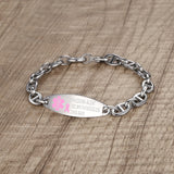 MD1456-NOBP Lymphedema Alert NO BP/IV Needles Oval Link Bracelet ~ Custom Engrave