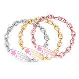 MD1456-NOBP Lymphedema Alert NO BP/IV Needles Oval Link Bracelet ~ Custom Engrave