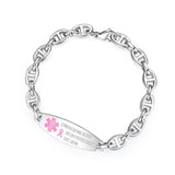 MD1456-NOBP Lymphedema Alert NO BP/IV Needles Oval Link Bracelet ~ Custom Engrave