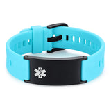 MD1468-69B Unisex Silicone Black Plate Medical Sport ID Bracelet Custom Engrave