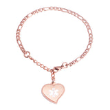 MD1781 Rose Gold or Silver Mini Figaro Chain Heart Medical Id Bracelet CUSTOM ENGRAVE