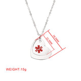 SP0048 Silver, Rose Gold, Gold, or Black Stainless Medical Double Heart Pendant Custom Engrave