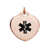 SP-0167-RG Rose Gold Stainless Medical ID Heart Charm- Custom Engrave
