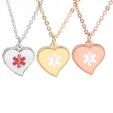 SP0176-21 Medical ID Stainless Silver, Rose, Gold Heart Necklace Custom Engrave