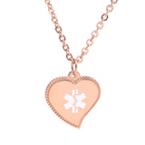 SP0176-21 Medical ID Stainless Silver, Rose, Gold Heart Necklace Custom Engrave