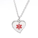 SP0176-21 Medical ID Stainless Silver, Rose, Gold Heart Necklace Custom Engrave