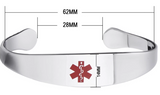 MD0990SS 4 Colors! Medical Id Stainless Steel Cuff Bracelet Custom Engrave