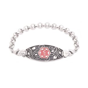112SS-FIL Medical ID Stainless Steel Rolo Strand Filigree Bracelet - 9 Pre-Engraved Conditions