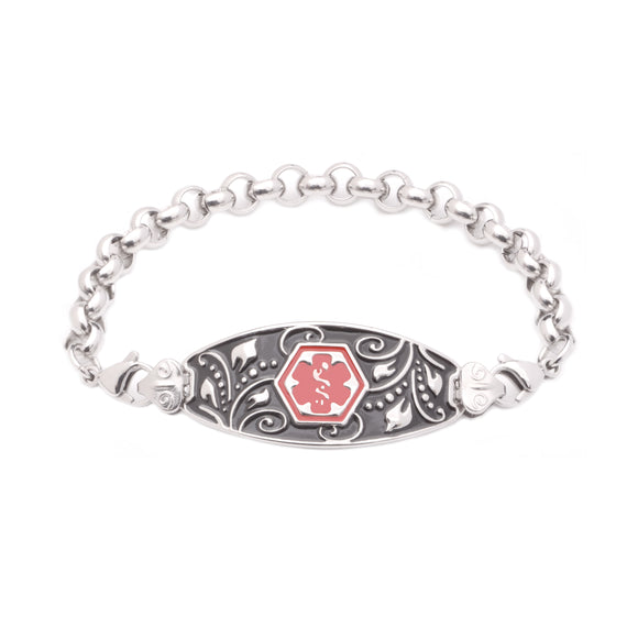 112SS-FIL Medical ID Stainless Steel Rolo Strand Filigree Bracelet - 9 Pre-Engraved Conditions