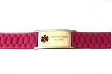 MD0582LYM Lymphedema Alert No BP IV Pink Braided Stainless Silicone Bracelet