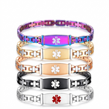 MD0935 CUSTOM ENGRAVE Women's Slim Stainless Steel Link Medical Id Bracelet