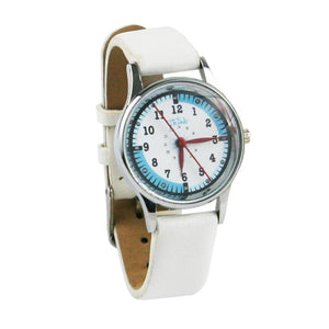 1109 Nurse Medical Small Face White Leather Watch