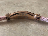 MD-1199LYM  Lymphedema NO BP Medical ID Rose Gold Pink Leather Bracelet