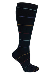 380-RSB Rainbow Stripes Black Womens Premium Wool Compression Socks