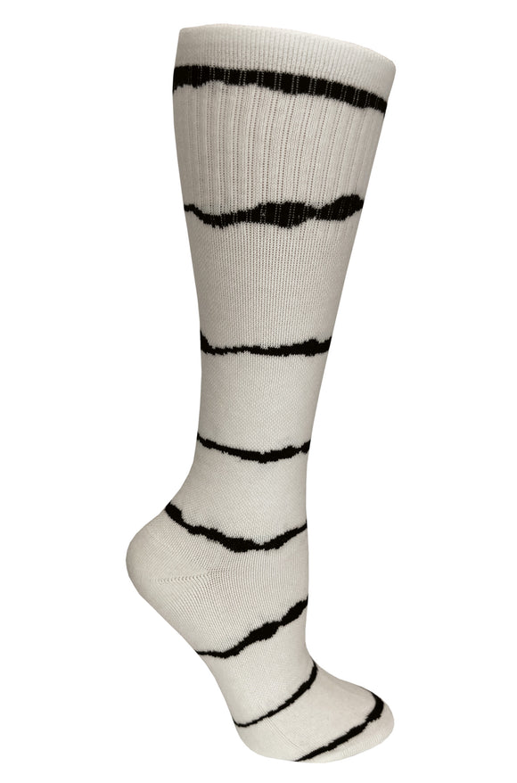 380-WBS White & Black Stripes Womens Premium Wool Compression Socks