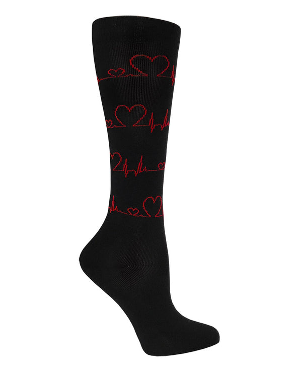 386-EKH EKG with Hearts 15-18mmHG Compression Socks