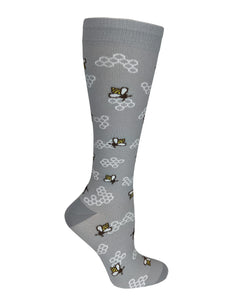 386-HBG Honey Bees Grey 15-18mmHG Compression Socks