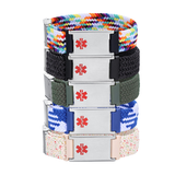 MD1471 Unisex Elastic Woven Band Medical ID Bracelet ~ Custom Engrave
