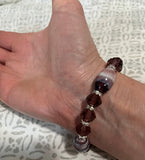 MD0358-PR Fuchsia Beaded Stainless Bracelet Lymphedema Alert! No BP IV