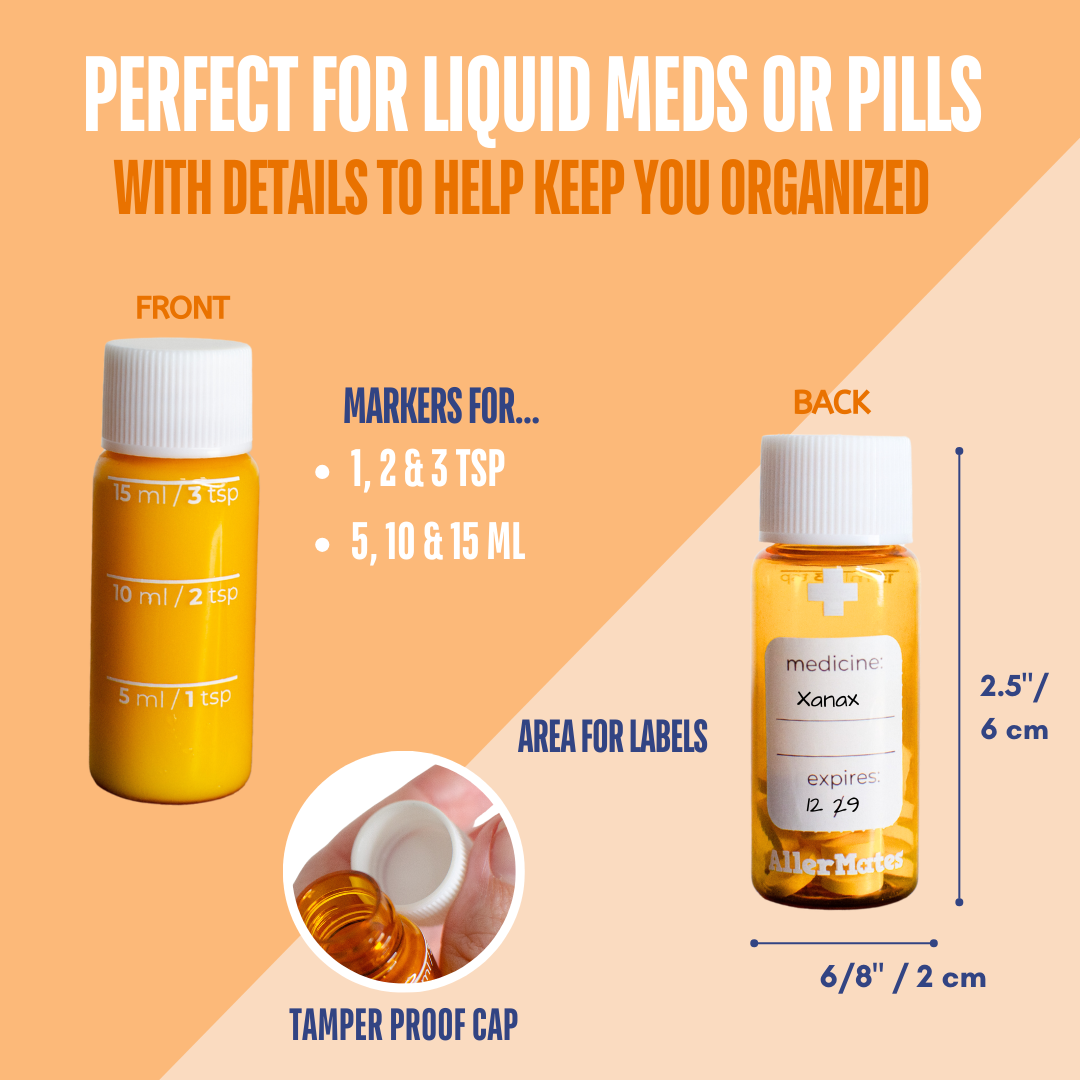 ALL-BTCASE Allermates Travel Size Bottles for Medicines (Liquid or Pil ...