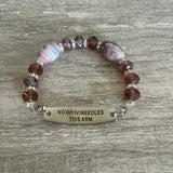 MD0358-PR Fuchsia Beaded Stainless Bracelet Lymphedema Alert! No BP IV