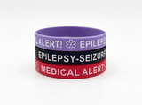 SIL-37 EPILEPSY-SEIZURES Medical Alert! Silicone Bracelets ~ Set of 3