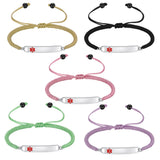 MD-1480 CUSTOM ENGRAVE 5 Colors! Stainless Adjustable Braided Rope Medical ID Bracelet