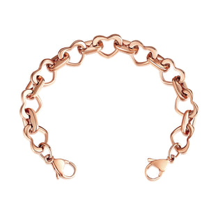 CN-101RG Rose Gold Stainless Open Heart Link Interchangeable Bracelet Strand