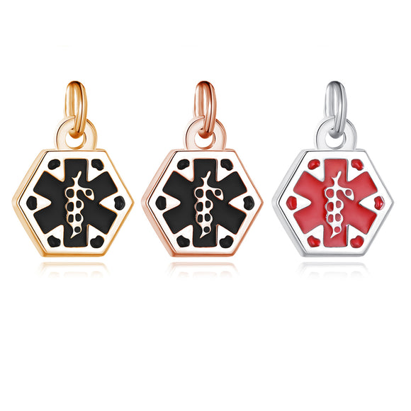 TC-CHARM Medical Id Mini Stainless Charms Silver, Gold, Rose Gold
