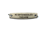 MD188-NBP Medical Alert NO BP IV Needles Pink Ribbon Beaded Stainless Bracelet
