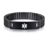 MD0089-BB Unisex All Black Stainless Expansion Medical ID Bracelet~Custom Engrave