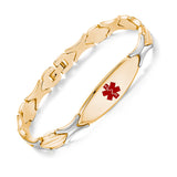 MD0337 Stainless Steel Sleek Link Medical Id Bracelet Custom Engrave 9 Colors!