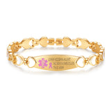 MD0932-NOBP Stainless Steel Heart Link Lymphedema No BP Medical Id Bracelet CUSTOM ENGRAVE