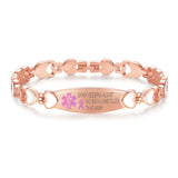 MD0932-NOBP Stainless Steel Heart Link Lymphedema No BP Medical Id Bracelet CUSTOM ENGRAVE