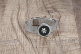 MD1436SS-CZ-CF Medical ID Carbon Fiber Stainless Steel Mesh Bracelet ~ Custom Engrave