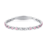 MD1447 Heart Medical ID & Crystal Stone Stainless Steel Link Bracelet ~ Custom Engrave