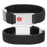 MD1471 Unisex Elastic Woven Band Medical ID Bracelet ~ Custom Engrave