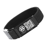 MD1471-QR Elastic Woven Medical ID Bracelet With QR Code ~ 3 Color Choices