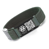 MD1471-QR Elastic Woven Medical ID Bracelet With QR Code ~ 3 Color Choices