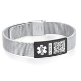 MD1485QR Stainless Steel Mesh Medical ID Bracelet With QR Code