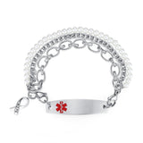 MD1501 Triple Strand Bead & Link Chain Medical Alert ID Bracelet CUSTOM ENGRAVE