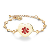MD1537 Stainless Steel Heart Charm Medical ID Bracelet ~ CUSTOM ENGRAVE
