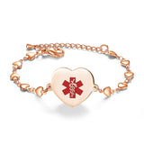 MD1537 Stainless Steel Heart Charm Medical ID Bracelet ~ CUSTOM ENGRAVE