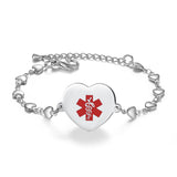 MD1537-QR Stainless Steel Silver Heart Medical ID Bracelet With QR Code