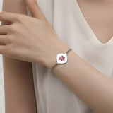 MD1542-SS Diamond Shape Medical Alert ID Simple Rolo Chain Bracelet - CUSTOM ENGRAVE