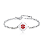 MD1542-SS Diamond Shape Medical Alert ID Simple Rolo Chain Bracelet - CUSTOM ENGRAVE