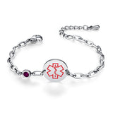 MD1576-QR Birthstone QR Code Medical ID Stainless Bracelet