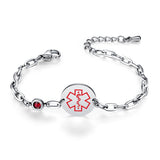 MD1576-QR Birthstone QR Code Medical ID Stainless Bracelet
